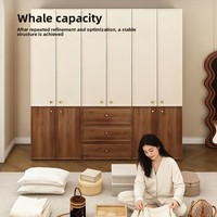 Armoire à portes battantes en bois massif couleur noyer, style moderne et minimaliste, avec tiroirs et compartiments, à assembler soi-même, pour chambre à coucher, mobilier de maison