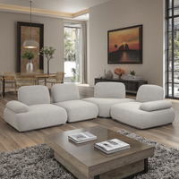 Nordisches Modernes Luxuriöses Wohnzimmer Sofa-Set aus Stoff mit Knopfheftung, Modulare Indoor-Möbel für Villen, L-förmiges Ecksofa mit Rundung