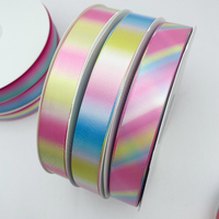 Ruban en satin personnalisé E-Magic, ruban cadeau imprimé arc-en-ciel sur un seul côté, écologique, 100% polyester, 9-38 mm