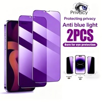 Lot de 2 films de protection d'écran anti-espion, anti-lumière bleue, en céramique souple, violet, compatible iPhone 18
