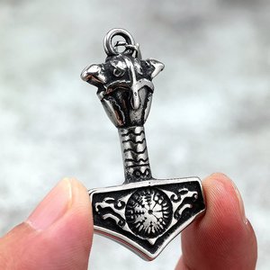 Yunnique – pendentif marteau de Thor en acier inoxydable, breloque sur le thème des Vikings, bijoux cadeau pour hommes - Product Image 3