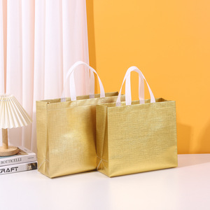 Vente en gros de tissu non tissé holographique recyclé avec logo personnalisé sac fourre-tout en <span class=keywords><strong>film</strong></span> métallique sac à provisions non tissé laser avec impression de logo - Product Image 3