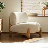 Fauteuil individuel de salon pour balcon Tenghang KTY005, design moderne, mousse à mémoire de forme, ergonomique, chaise de loisirs en bois massif