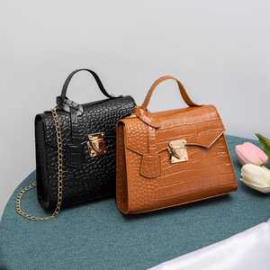 Crocodile for Bag 2026 Ladies <b>Handbag</b> Simple Korean Style Fashionable <b>Small</b> Square PU Lining Lock Closure All-Match - Product Image 4