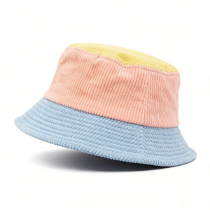 Sombrero de Pescador de Pana para Niños, Color <span class=keywords><strong>Pastel</strong></span> Personalizado al por Mayor, Rosa, <span class=keywords><strong>Amarillo</strong></span>, Azul, Suave, para Otoño e Invierno - Product Image 2