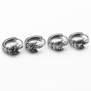 yunnique <b>Wings</b> Shape Titanium Steel Hoop <b>Earrings</b> With Diamond Prong Setting Daily Wear Jewelry - Product Image 2