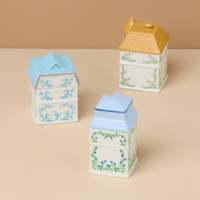Ensemble de 3 pots à épices en céramique de style français avec couvercle, en forme de maison, pour la cuisine à domicile