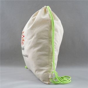 Promotion Canvas <b>Backpack</b> Drawstring Cotton Canvas Small Sacks <b>Backpack</b> Custom Colorful logo for School Kid - Product Image 3