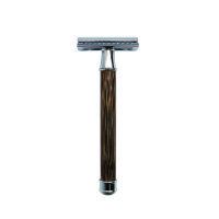 Rasoir de sécurité de luxe à double lame en acier inoxydable avec manche en bois, outil manuel pour le soin des poils du corps et de la barbe pour hommes