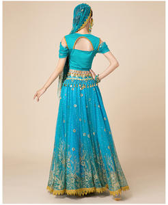 Exuberante Conjunto de <span class=keywords><strong>Disfraz</strong></span> de Danza del Vientre <span class=keywords><strong>Indio</strong></span> de Bollywood para Actuación Top Corto de Lentejuelas Vestido de Gasa Chaleco Pantalones para Fiesta de Halloween Espectáculo - Product Image 2