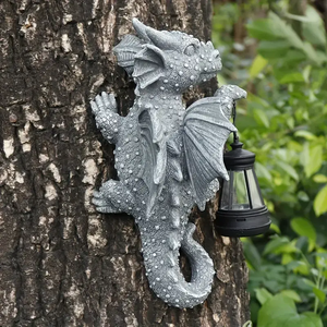 レジンドラゴンウォールランプ & ドア置物手描き動物神話の生き物アートデザイン屋外装飾 - Product Image 4