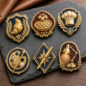 Badges métalliques personnalisés pour boulangerie, plaqués or, en relief 3D, croissant, chapeau de chef, épingles de revers - Product Image 4