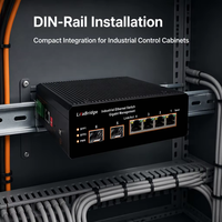 Switch Gigabit Terkelola L2 Industri 6 Port, 4*RJ45+2*1G SFP, DIN Rail IP40 6KV Lightning untuk Jaringan Industri