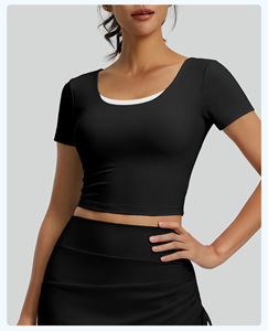 Camiseta Deportiva Butterfly Beauty, Top de Yoga de Manga Corta, Transpirable, con Relleno en el Pecho y Logotipo Frontal - Product Image 6