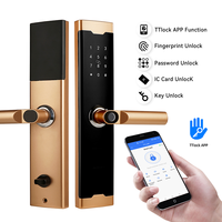 Cerradura de puerta inteligente Cerradura de huella digital con manija APP/Tarjetas IC/Códigos/Llaves/Cerradura de entrada sin llave electrónica biométrica Home Hotel Office