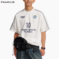 T-shirt de sport pour homme en coton épais, style vintage, imprimé patchwork, coupe ample et décontractée