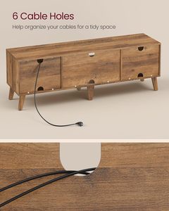 <span class=keywords><strong>Meuble</strong></span> TV en bois avec station de charge et éclairage LED pour téléviseurs de 65 pouces, 57,9 pouces de long, couleur marron miel, mobilier de salon de style transitionnel - Product Image 6