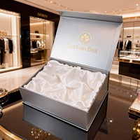 Boîte en carton rigide magnétique pliable de luxe personnalisée, recyclable, en gros, avec doublure en satin, pour vêtements, perruques, emballage cadeau