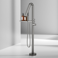 Robinet de baignoire autoportant de haute qualité, mitigeur de douche et bain en laiton à poignée unique, à fixation au sol, avec douchette à main