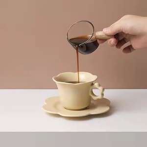 Creative floral ceramic coffee <b>cup</b> and saucer <b>set</b>, Korean minimalist style, girly <b>cup</b>, colored glaze afternoon <b>tea</b> mug. - Product Image 2