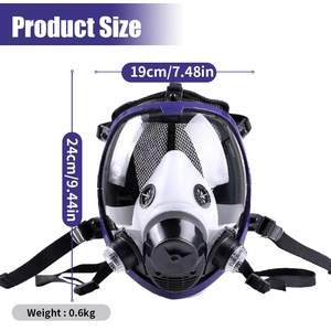 Masker <span class=keywords><strong>Gas</strong></span> wajah penuh Anti racun, Respirator silikon dapat digunakan kembali dengan kotak Filter karbon aktif ganda - Product Image 2