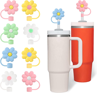 Embouts de paille réutilisables en silicone anti-poussière 6-8mm pailles à boire bouchon fleur marguerite paille Topper breloques couverture gobelet Topper