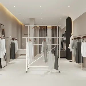 Giysi perakende mağaza armatürleri çelik raf ayarlanabilir yükseklik h şekli giysi giyim mağazası için ekran standı