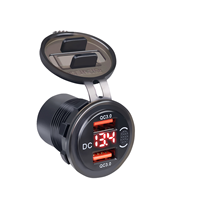Chargeur USB de voiture à charge rapide avec stéréo, voltmètre, double port de charge rapide, interrupteur, lumière et fonction de protection améliorée