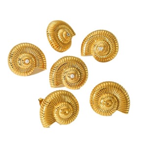 ต่างหูแบบติดหู ทรงเปลือกหอย ชุบทอง 18k สแตนเลสสตีล เครื่องประดับผู้หญิง ดีไซน์เรขาคณิต เครื่องประดับแฟชั่น - Product Image 5