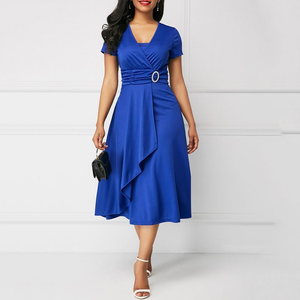Abiti da Lavoro Eleganti <span class=keywords><strong>Taglie</strong></span> <span class=keywords><strong>Forti</strong></span> per Donna con Maniche Corte e Orlo Asimmetrico <span class=keywords><strong>Abito</strong></span> Aderente in Vita da Sera Vestidos per Signora - Product Image 1