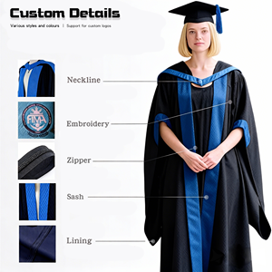 Fabricants de vêtements, robes de remise de diplôme personnalisées avec logo professionnel, université, collège, ensemble de robe et de toque académique mate pour bachelier - Product Image 2