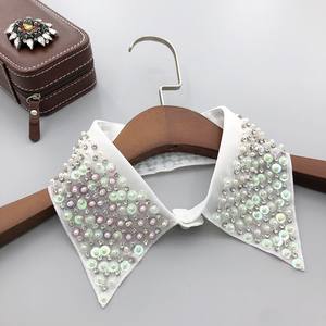 Col amovible Peter Pan en perles, faux col chemise avec <span class=keywords><strong>boutons</strong></span> avant et arrière, accessoire de collier détachable <span class=keywords><strong>pour</strong></span> chemises et robes <span class=keywords><strong>pour</strong></span> femmes - Product Image 6