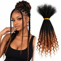 Extensions de dreadlocks 100% cheveux humains, faits à la main, avec pointes bouclées, pour tresses et torsades afro kinky