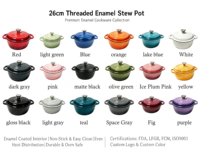 Cocotte en fonte émaillée avec couvercle, ustensile de cuisson robuste, pot en fer pour braiser, faire mijoter, rôtir, compatible avec toutes les plaques de cuisson