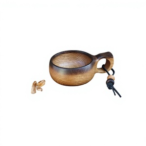 Taza Kuksa de Madera Antigua HASAN CRAFT, Asa Ergonómica, Hecha a Mano, Ecológica, Taza Moderna para Bar, Uttar Pradesh, para Uso en Exteriores y en el Hogar - Product Image 1