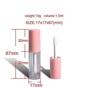 Tubes à gloss vides mini 1,5 ml roses avec capuchon blanc transparent en plastique, mignons et uniques, avec logo - Product Image 4