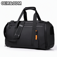 Sac de voyage imperméable personnalisé avec logo, compartiment à chaussures, sangle pour trolley, séparation sec-humide en polyester pour affaires, gym, hommes