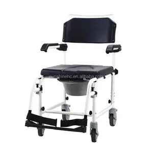 Homecare Medical Aluminium Commode Rollstuhl Tragbarer Toiletten sitz Töpfchen stuhl Älterer Nachttisch Klappstuhl mit Rädern