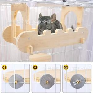 Plataforma de madera para mascotas, accesorio de juguete colgante de madera maciza a prueba de mordeduras para hámster, forma rectangular Xh728 - Product Image 2