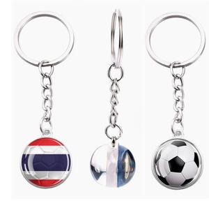 Porte-clés et pendentif de sac en verre avec fleur en cristal, motif drapeau national de la Thaïlande, bijou souvenir de voyage - Product Image 1