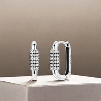 Boucles d'oreilles en argent sterling 925 Trendy Column Stone Rectangular Ear Clip Hoop avec Zircon Stone