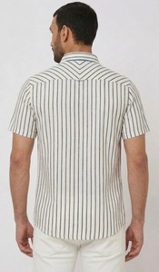 เสื้อเชิ้ตผ้าลินินลายทางผู้ชาย ทรงเข้ารูป ระบายอากาศดี เหมาะสำหรับใส่หน้าร้อน แขนยาว คุณภาพส่งออก ขายส่ง - Product Image 2