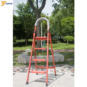 4 Red steps Aluminum Pedal Retractable Loft Ladder Cheap Ladders With Handrail