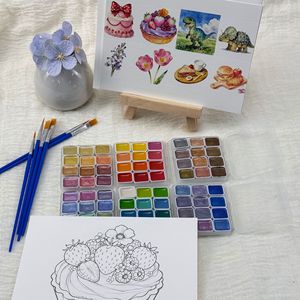 Set de Pintura de Acuarela Sólida de 72 Colores, 6 Cajas de 12 Colores con Pinceles y Delineador, Kit de Arte <span class=keywords><strong>para</strong></span> Principiantes y Estudiantes <span class=keywords><strong>para</strong></span> Pintura DIY - Product Image 4
