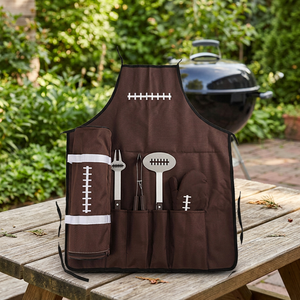 Nouvel ensemble d'accessoires de barbecue d'extérieur au charbon de bois, 6 pièces, en acier inoxydable, avec poignées en bois résistantes à la chaleur - Product Image 3