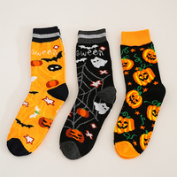 Chaussettes Unisexe Mi-Mollet d'Halloween à Motif Citrouille et Fantôme, Chaudes et Respirantes pour Automne Hiver, Nouveauté pour les Fêtes de Noël