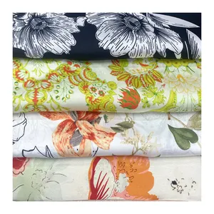 BC Spot Wholesale Sheer Flower Digital Print Imitated Silk Satin Fabric For Scarf