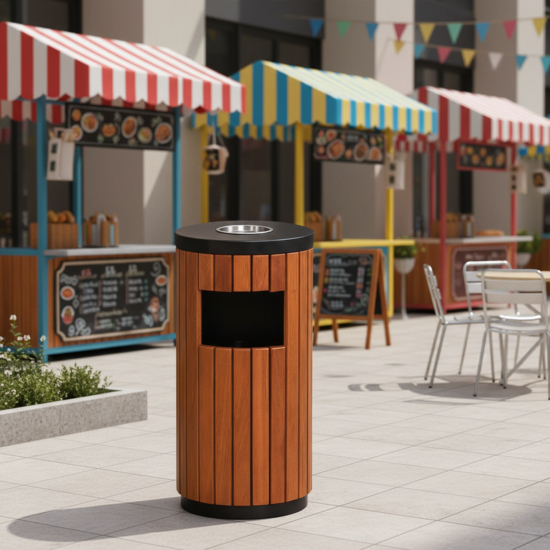 Outdoor Standing Wood Rectangular Storage Bucket