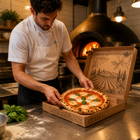 Boîte à pizza en carton ondulé personnalisée, emballage alimentaire pour la livraison à emporter, pour restaurant