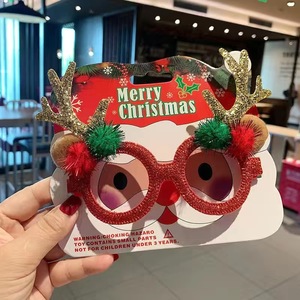 DAMAI Christmas Glasses Frame Glitter Costume Eyeglasses Without Lenses Photo Booth Supplies for Christmas Picnics Holidays - Product Image 4